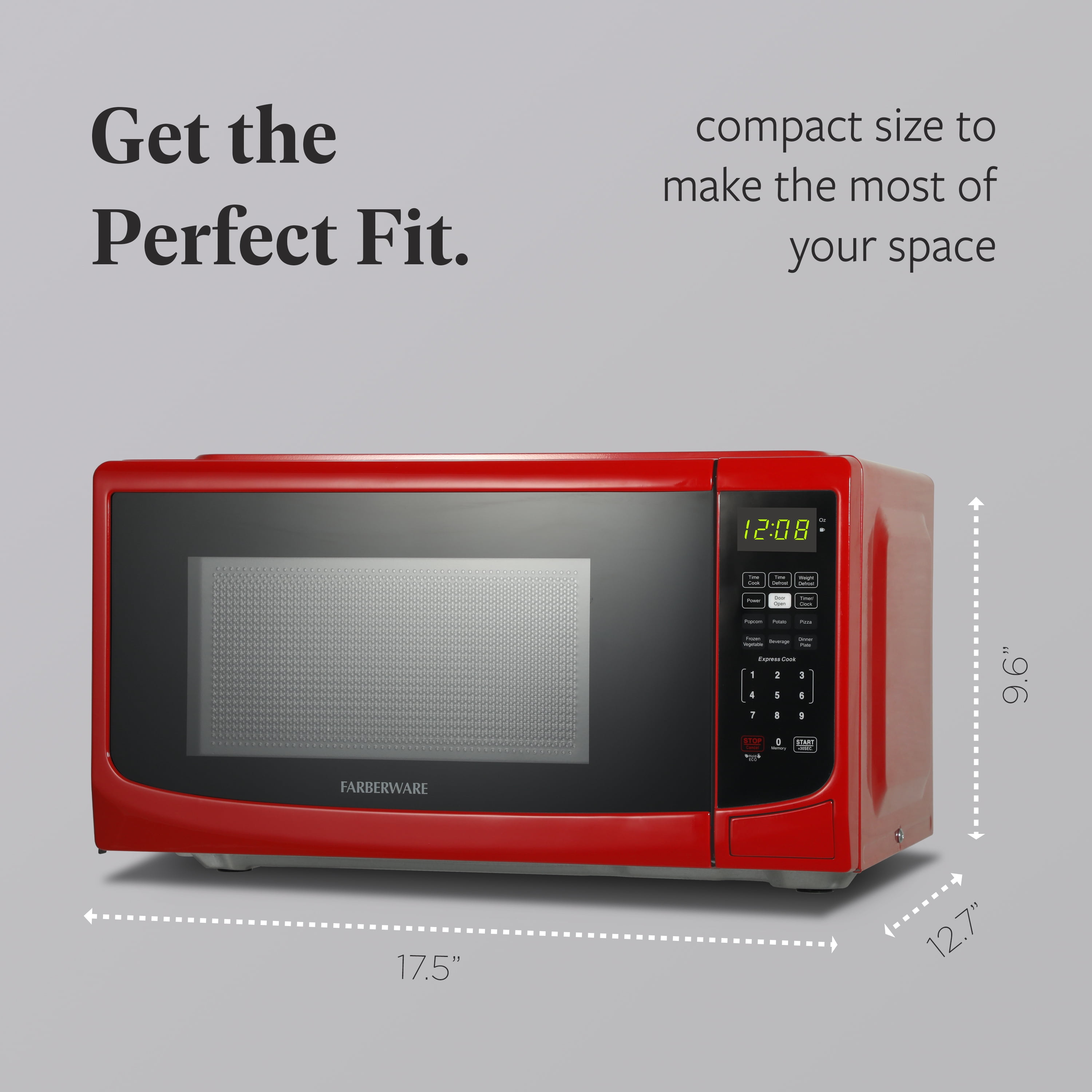 Farberware 0.7 cu ft Microwave Oven, 700W Countertop Microwave Oven with LED display, Red