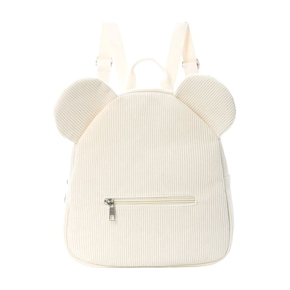 Stylish Bear Ear Corduroy Backpack for Young Men Daily Casual Commute Travel