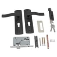 thumbnail image 1 of Door Handle Lock Keys Set, Black Large Solid Knob Bedroom Door Lock Set  For Bathroom, 1 of 8
