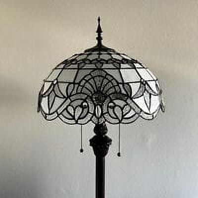 enjoy decor lamps Tiffany Floor Lamp White Stained Glass Baroque Style Lavender for Living Room Dining Room Bedroom 16"D*16"W*64" H