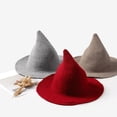 thumbnail image 2 of Halloween Foldable Pointed Hat Warm Wool Knitted Cap for Women Girls Wide Brim Hat Party Accessory, 2 of 7