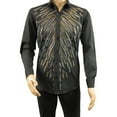 thumbnail image 2 of Men CEREMONIA Turkey Shirt 100% Cotton Fancy Rhine Stone #Roma 15 Black Slim Fit, 2 of 10