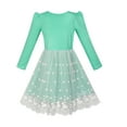 thumbnail image 3 of Girls Dress Turquoise Long Sleeve Lace 2-in-1 Princess Tutu 5, 3 of 7