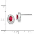 thumbnail image 3 of 925 Sterling Silver Rhod-plated Red and White CZ Oval Stud Earrings; for Adults and Teens; for Women and Men, 3 of 3