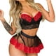 thumbnail image 4 of VISgogo Conjunto de Pijama de Estilo Sexy para Mujer, Sujetador Estampado de Corazón Ajustado + Calzoncillos de Tanga VISgogo  moda, 4 of 4