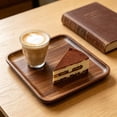 thumbnail image 4 of Linnome Solid Wood Serving Tea Tray Natural Brown Wooden Platter Raised Lip Cup Snack Fruit Display Board For Living Room Decor, 4 of 6