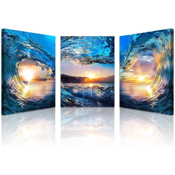 Hieng Black And White Beach Wall Paintings Wall Decorations For Living Room Large Canvas Wall Art For Bedroom Office Wall Decor Sea Wave Pictures Prints Artwork Modern（Only canvas）