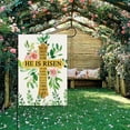 thumbnail image 2 of He Is Risen Easter Garden Flag - Religious Cross, 12 x 18 Inch Double Sided Burlap Cross Pink Green Floral Yard Flags for Outside Christian Spring Outdoor Decorations, 2 of 6