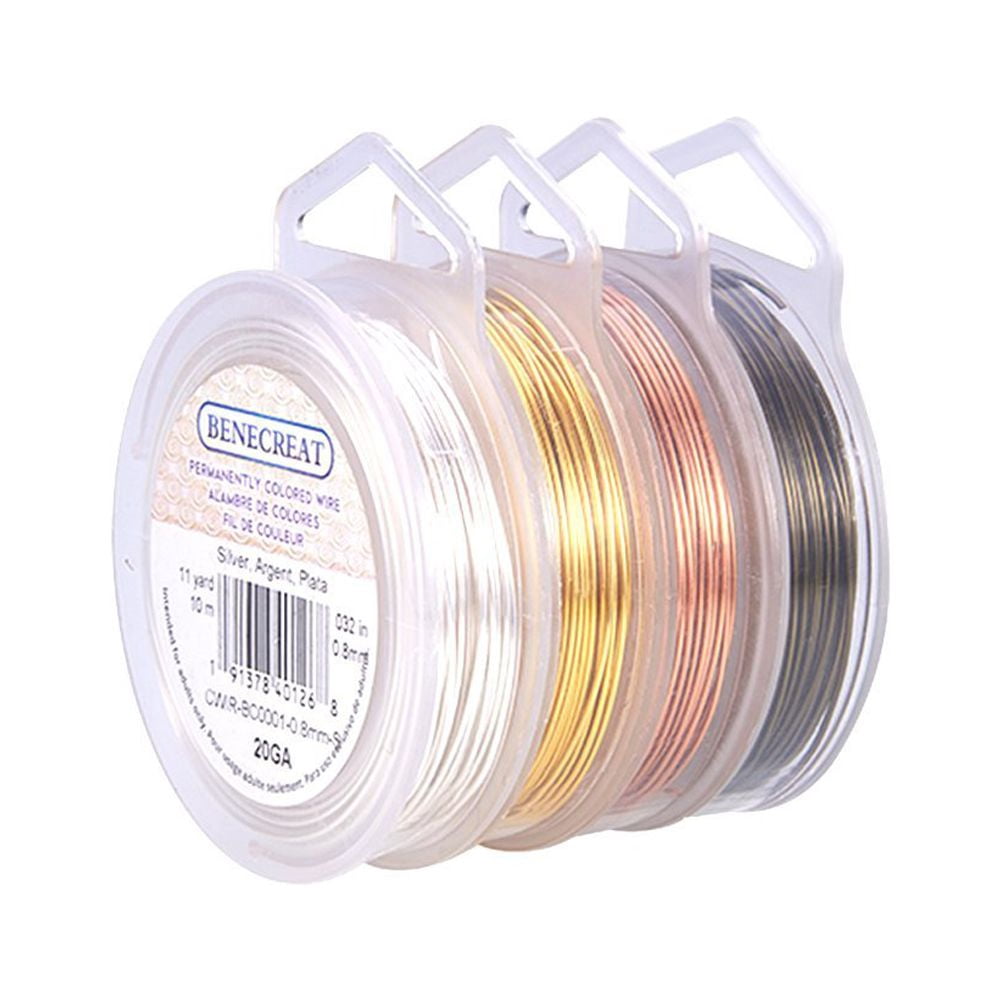 4 Colors Round Copper Wire for Jewelry Making Mixed Color 20 Gauge 0.8mm about 32.8 Feet(10m)/roll 1roll/ color 4 rolls/set