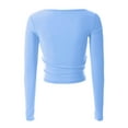 thumbnail image 4 of MixMatchy Women's Second Skin Square Neck Long Sleeve Slim Crop Top Tee, 4 of 4