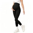 thumbnail image 2 of qolati Womens Maternity Leggings Over The Belly Pregnancy Tights Pants Casual High Waisted Yoga Workout Activewear Black XL, 2 of 5