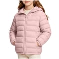 thumbnail image 2 of Agkizg Girls Lightweight Hooded Puffer Coat Zip Up Winter Jacket with Pockets Solid Color Warm Casual Outerwear, 2 of 6
