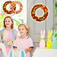 thumbnail image 1 of Corona de puerta de entrada de Pascua con luces de cadena LED | Guirnalda de primavera iluminada | Decoración de plumas de 13x13 pulgadas para puertas de paredes interiores y exteriores | Rosa o, 1 of 8