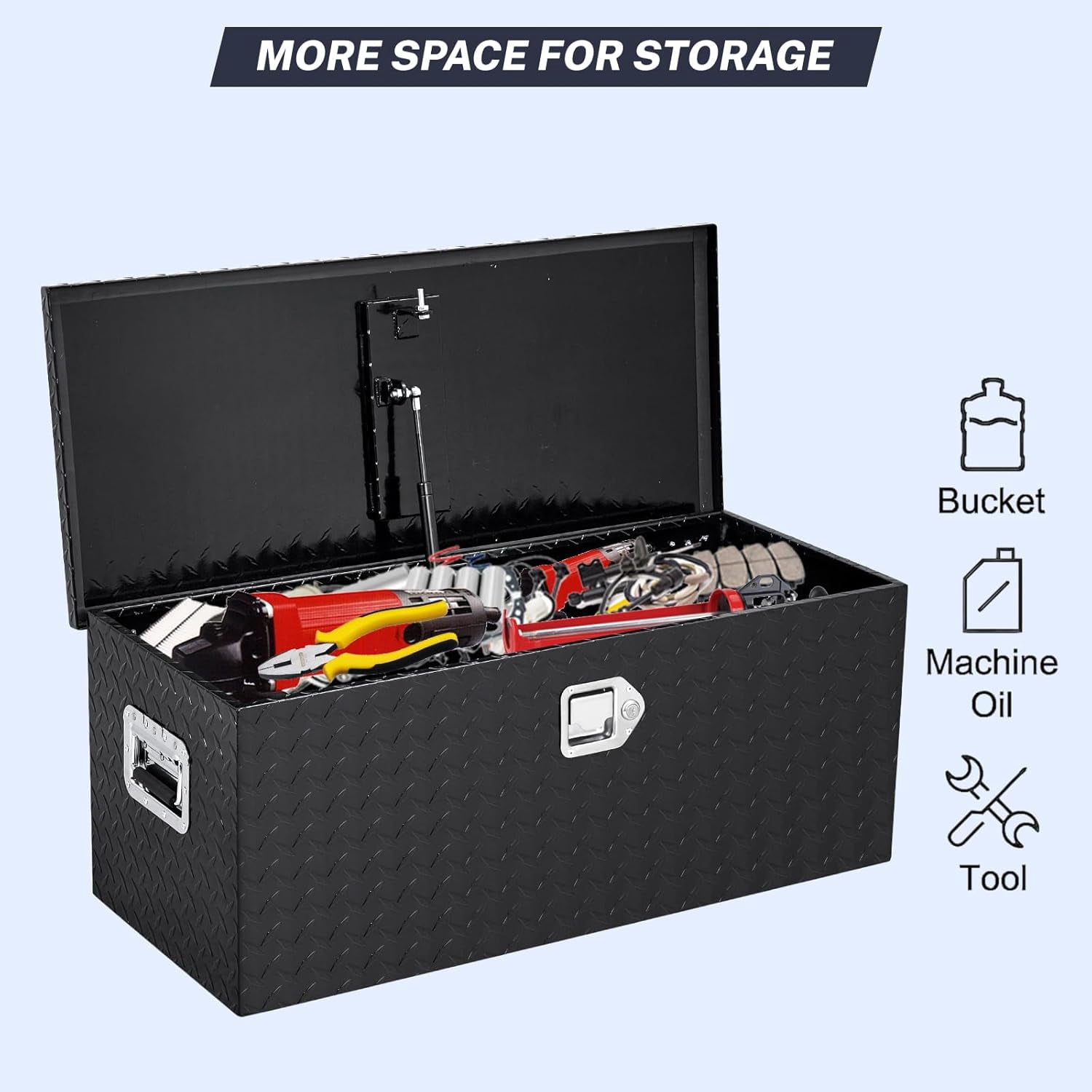 M optimized Aluminum Truck Bed Toolbox 36" Heavy Duty Tool Box with Side Handle and Lock Keys, Truck Bed Storage Organizer for Pick Up Truck RV Trailer