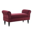 thumbnail image 4 of Linon Lillian Upholstered Bench Rolled Sides Dark Wood Legs in Berry Red Fabric, 4 of 6