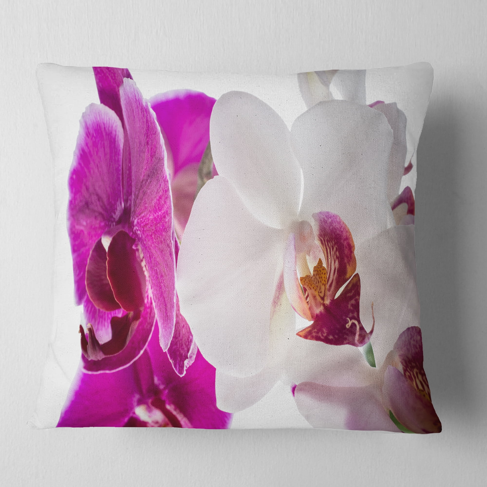 Designart Blooming Orchid Flowers - Abstract Throw Pillow - 18x18