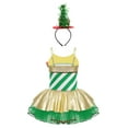 thumbnail image 2 of YiZYiF Girls Camisole Candy Cane Striped Ballet Tutu Dance Dress Figure Skating Christmas Costume Green 4, 2 of 7