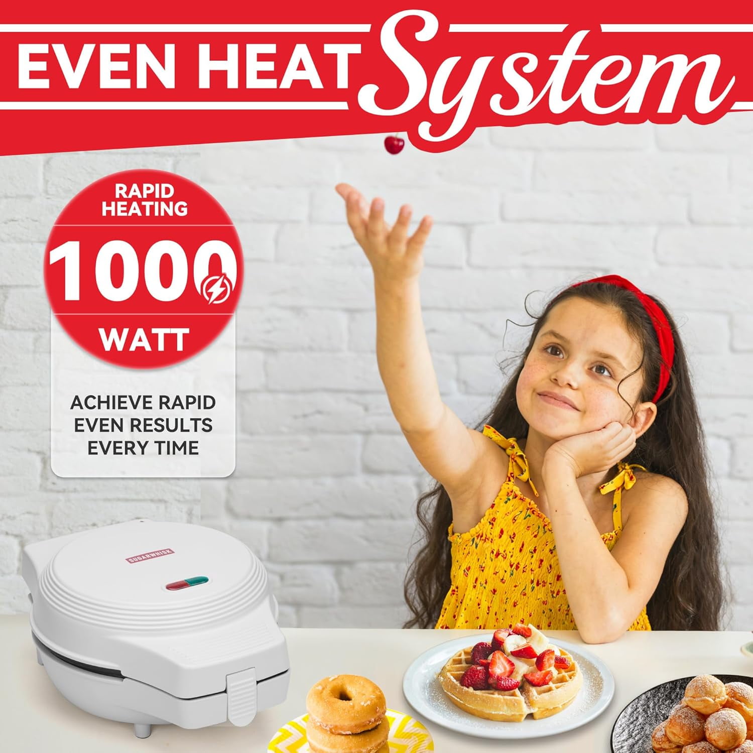 3-in-1 Belgian Waffle Maker with Removable Plates, Non-Stick  Donut & Cake   for Home Kitchen
