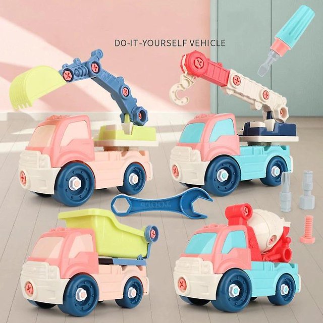 Juego de camiones de desmontaje y montaje para ni?os, excavadora transportadora, camión mezclador, tornillo, motor de juguete DIY LingWen 8390606675576