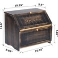 thumbnail image 5 of Double Layer Large Bread Box for Kitchen Counter, Retro Design Wooden Large Capacity Bread Storage Bin (Vintage Black), 5 of 14