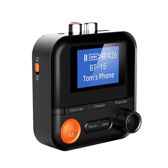Injueey Adaptador de audio Transmisor inalámbrico Pantalla digital Pantalla LCD Mano de obra Reproductor de música para vehículos de larga Videojuegos y accesorios