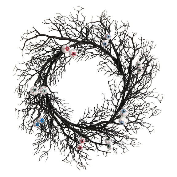 Nearly Natural 30in. Halloween Gazing Eyeballs Twig Wreath