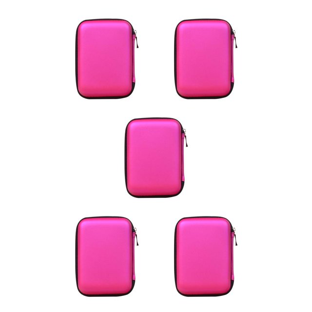 maskred 2.5 Sacoche Portable pour Disque Dur Externe avec Fermeture Éclair, Étui pour Disque Dur, Protection Adaptée, Rouge rose, 5 Pcs