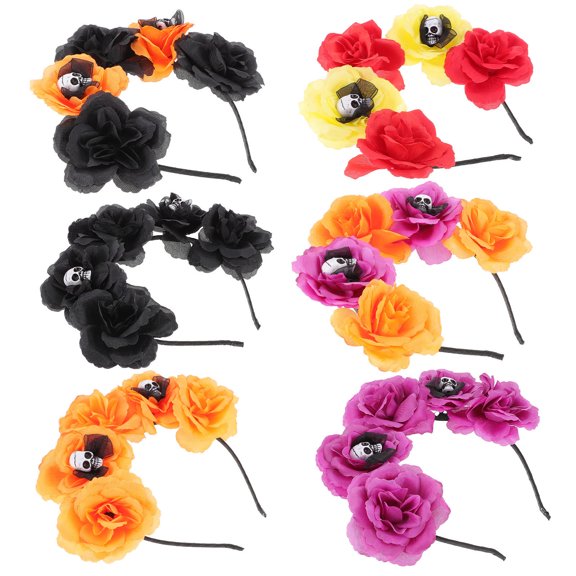 TOYMYTOY 6Set  Headdress Simulation Flower and Skull Design Assorted Color for Women