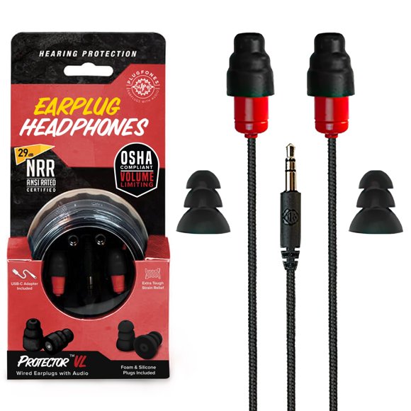 Auriculares Plugfones Protector con Limitador de Volumen Cumplen OSHA 29dB NRR