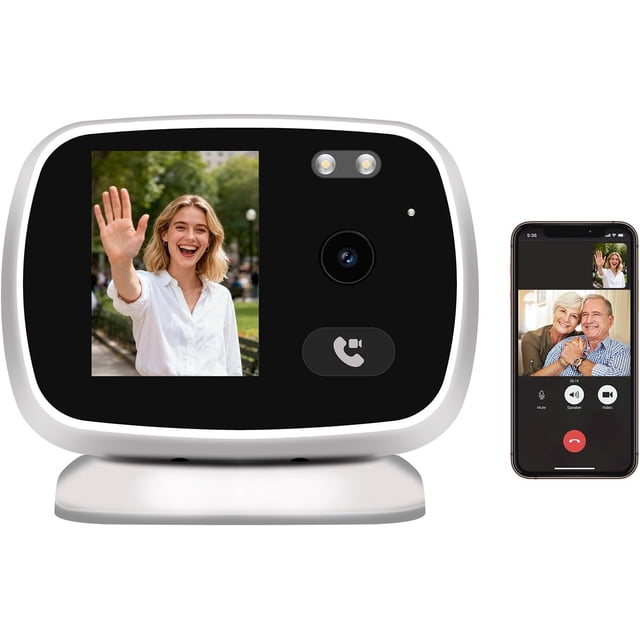 Cámara de Seguridad Interior con Pantalla 2.8" IPS | Videollamada Bidireccional 1 Botón | Visión Nocturna Color | Detección Humana y Sonora | Ideal para Bebés, Ancianos y Seguridad del Hogar