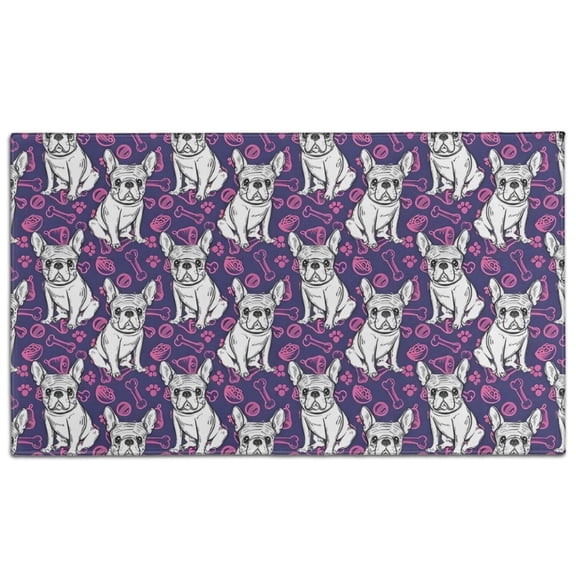 Purple French Bulldog Door Rugs,Washable Non Slip Door Mats Indoor,Decorative Door Mats,Entry Mat Indoor for Entrance,Bedroom,Kitchen,Bathroom,17"x30"