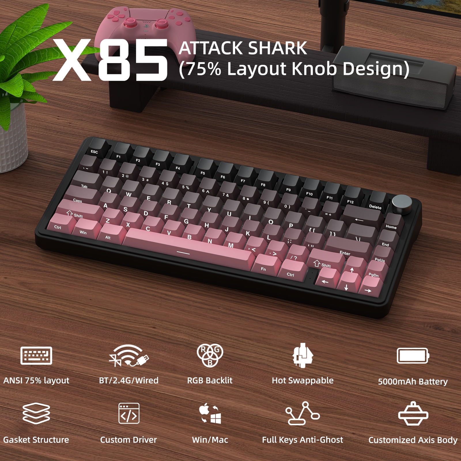 k❤︎ Amazon.com: ATTACK SHARK X85 Pro Wireless Mechanical Gaming