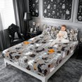 thumbnail image 2 of Erosebridal Halloween Ghost Fitted Sheet Queen 3-Piece,Gothic Skeleton Bedding,Grey,1 Fitted Sheet and 2 Pillowcases, 2 of 6
