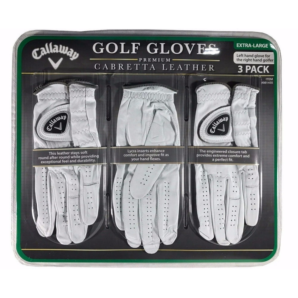 Callaway Golf Gloves Premium Cabretta Leather 3 Pack for Left Hand