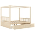thumbnail image 4 of MODERNLUXE Wood Queen Size Canopy Bed with 2 Drawers, Natural, 4 of 10