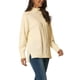 thumbnail image 4 of Suéter de pullover de manga larga con cuello alto y dobladillo partido para mujer Inspire Chic XL Beige, 4 of 6
