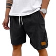 thumbnail image 2 of Mens Lightweight Corduroy Shorts Elastic Waist Drawstring Casual Summer Shorts Black L, 2 of 6