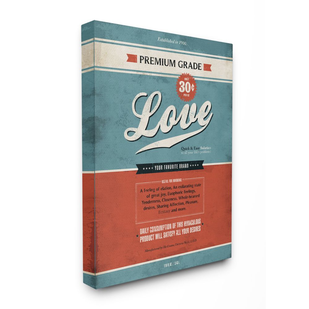 Stupell Industries Premium Grade Love Inspirational Vintage Comic Book Design Canvas Wall Art by Ester Kay