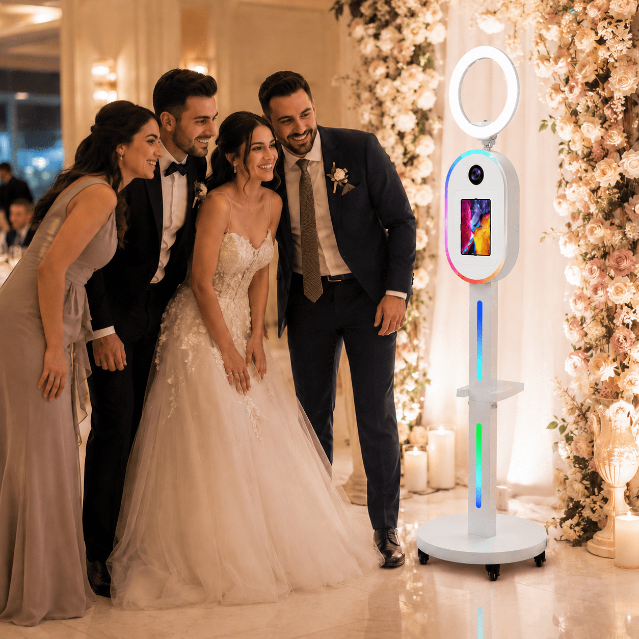 RDYMONKEY Party Photo Booth for iPad 10.2" 10.9" 11" 12.9" and Camera,App Control RGB Fill Light,for Parties,Studio Lighting Equipment,Rental Business &Party Event Supplies