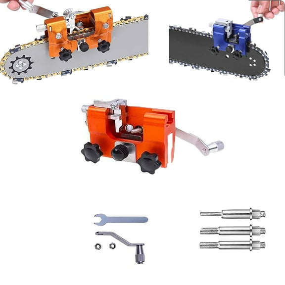 Sherum Universal Chainsaw Sharpener, Sherum Chainsaw Sharpener, Portable Home Chain Sharpener Hand Crank, Crescent Chainsaw Sharpener Kit, for Chain Saws Electric Saws