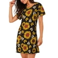thumbnail image 2 of Disketp Sunflowers And Bww para Camisón Corto de Manga Corta para Mujeres, Camisón Cómodo con Escote Redondo, Bonito y Confortable, 2 of 6