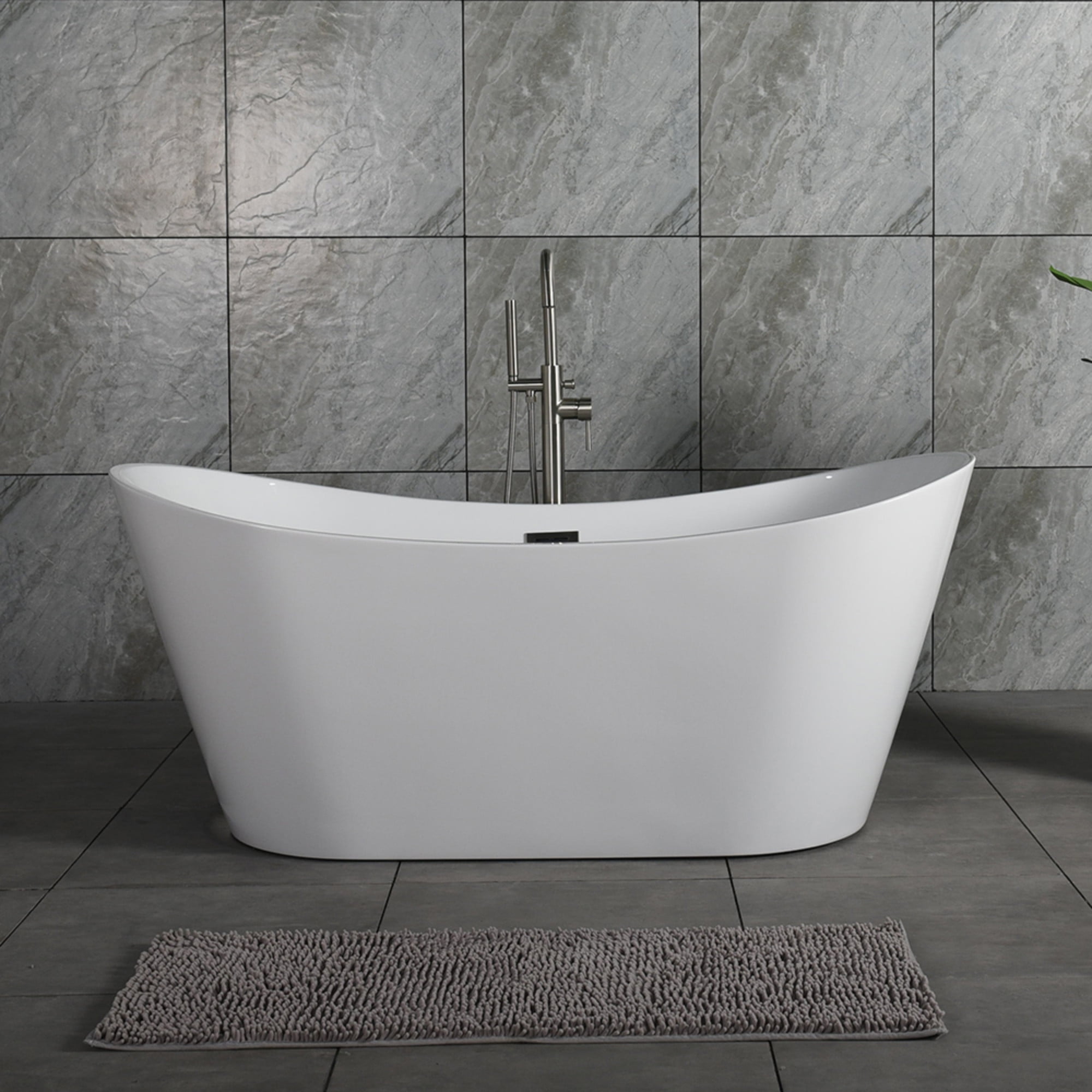Woodbridge W-B0002-B 66 x 31.75 Freestanding Soaking Acrylic Bathtub Color: White/Brushed Nickel