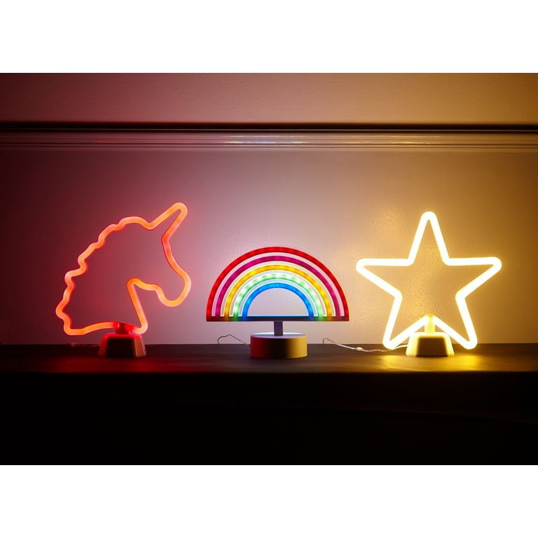 Your Zone Pink Unicorn Neon LED Kids Bedroom Table Lamp Plastic