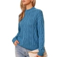 thumbnail image 4 of Suéter de punto de cuello redondo de manga larga INSPIRE CHIC para mujer, color gris azul, talla XS, 4 of 6