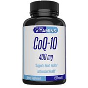 CoQ10 400mg Per Serving - 120 Capsules CoQ-10 - Vegetarian Capsule - Antioxidant Co Q-10 Coenzyme Supports a Healthy Heart and Energy Levels