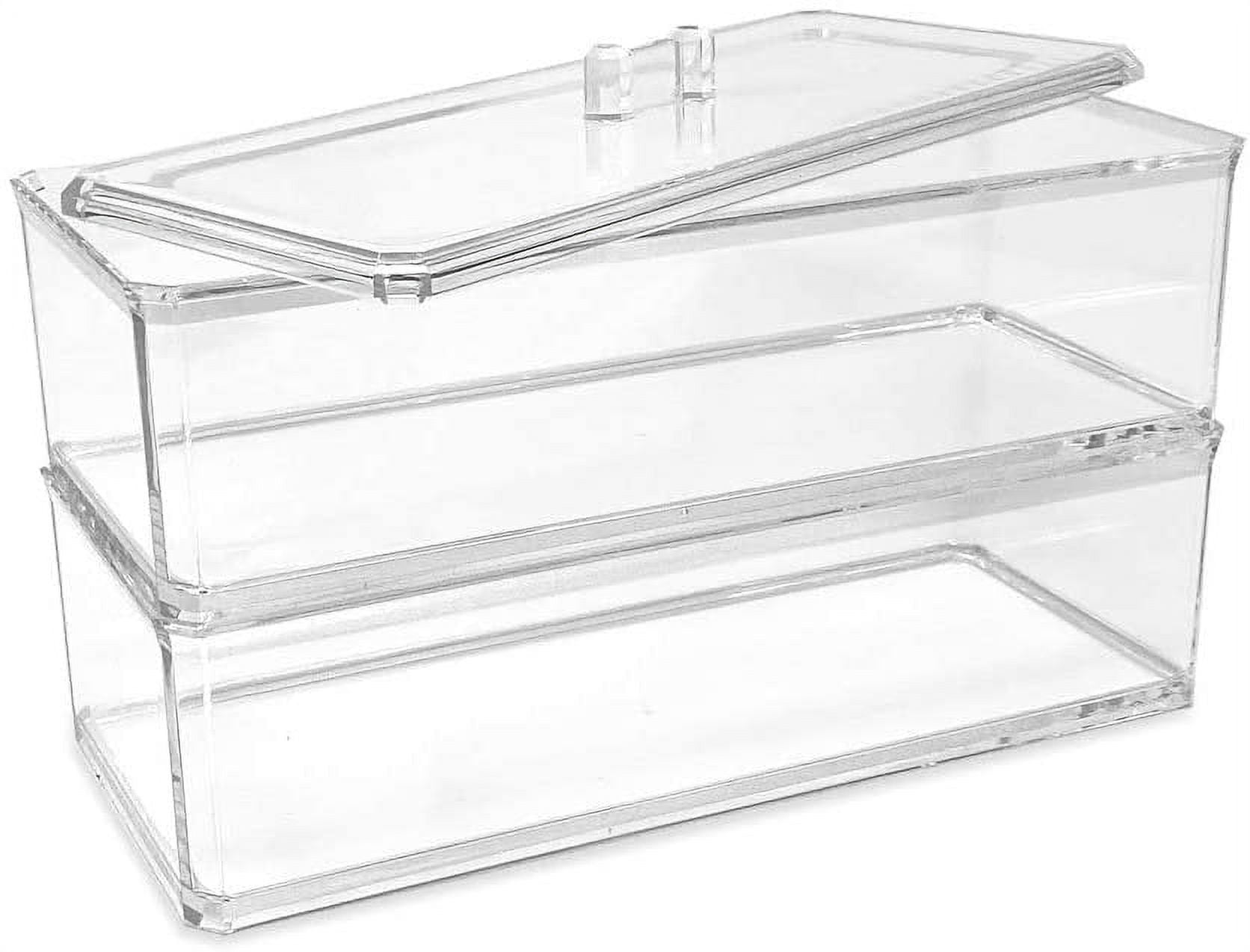 Isaac Jacobs Clear Acrylic Rectangular Stackable (2-Pack) Storage Organizer with Lid