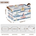 thumbnail image 7 of Yayeee Foldable Storage Basket for Shelves with Handles Waterproof Cloth Bins, White Hand Drawn Sailboats, 7 of 7