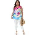 thumbnail image 3 of DARING DIVA Women's Plus Tie Dye Sleeveless Tank Top Casual Summer Tops and Tees 1X Blue, 3 of 6
