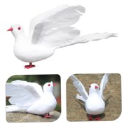 Tineasur 1Pair Lifelike White Artificial Dove Figurine Made of Foam and Plastic for Garden Decor
