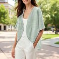 thumbnail image 2 of BODOAO Kimono Cardigans for Women Women's Chiffon Short Sleeve Open Front Cardigan Lightweight & Breathable Summer Cover Up for Casual & Wear Green L, 2 of 7